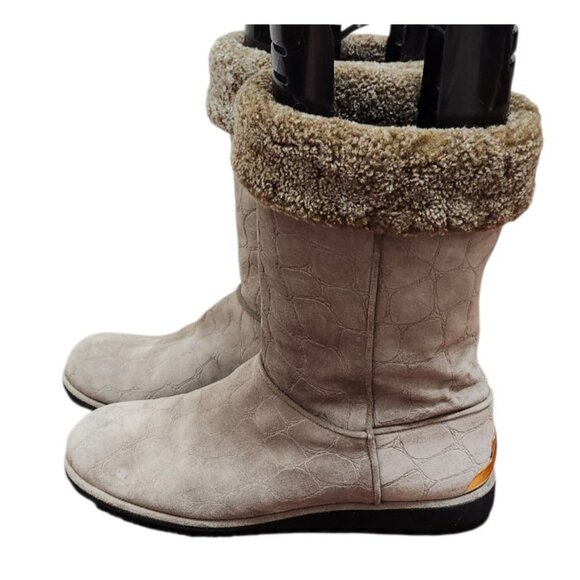 Stuart Weitzman Brown Leather Faux Fur Lined Boot Womens Size 11.5 - Picture 6 of 13